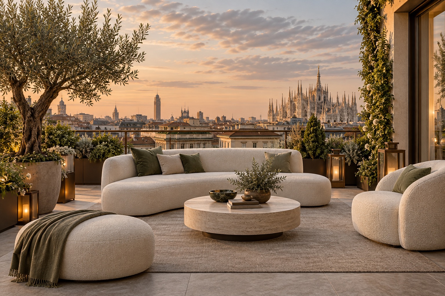 Terrace overlooking Milan — illustrative image